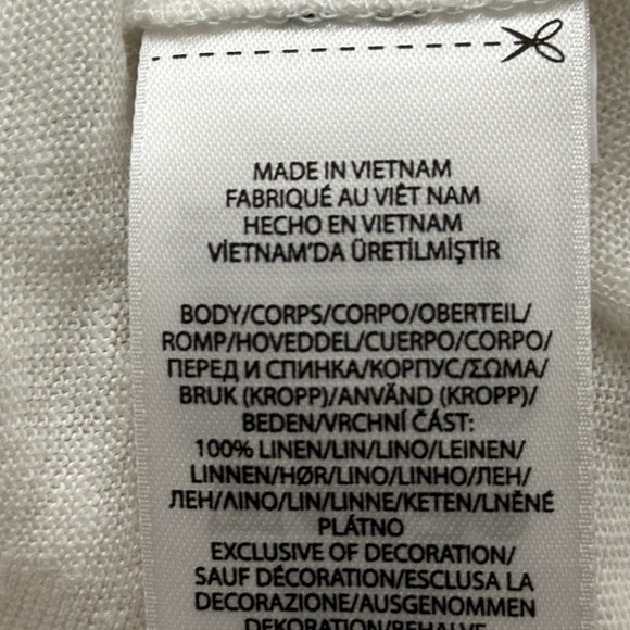 Polo White Linen Short Sleeve V-Neck Logo Top - Picture 8 of 9